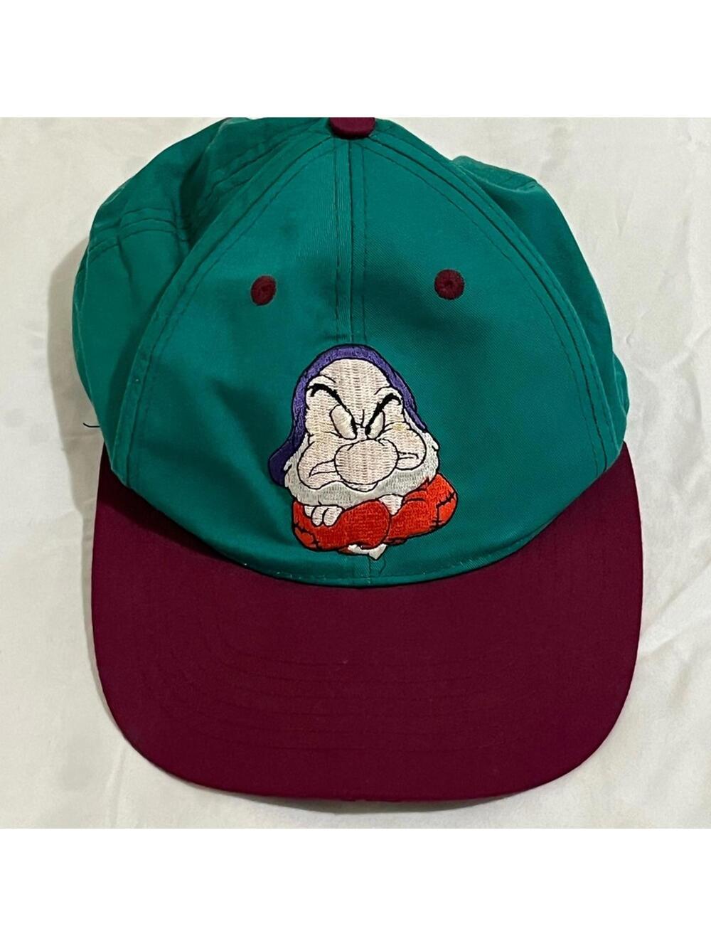 Vintage Disney Snow White Grumpy Teal and Maroon Kids Hat